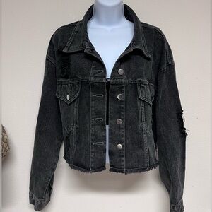 SHEIN BLACK DENIM JACKET SIZE-L